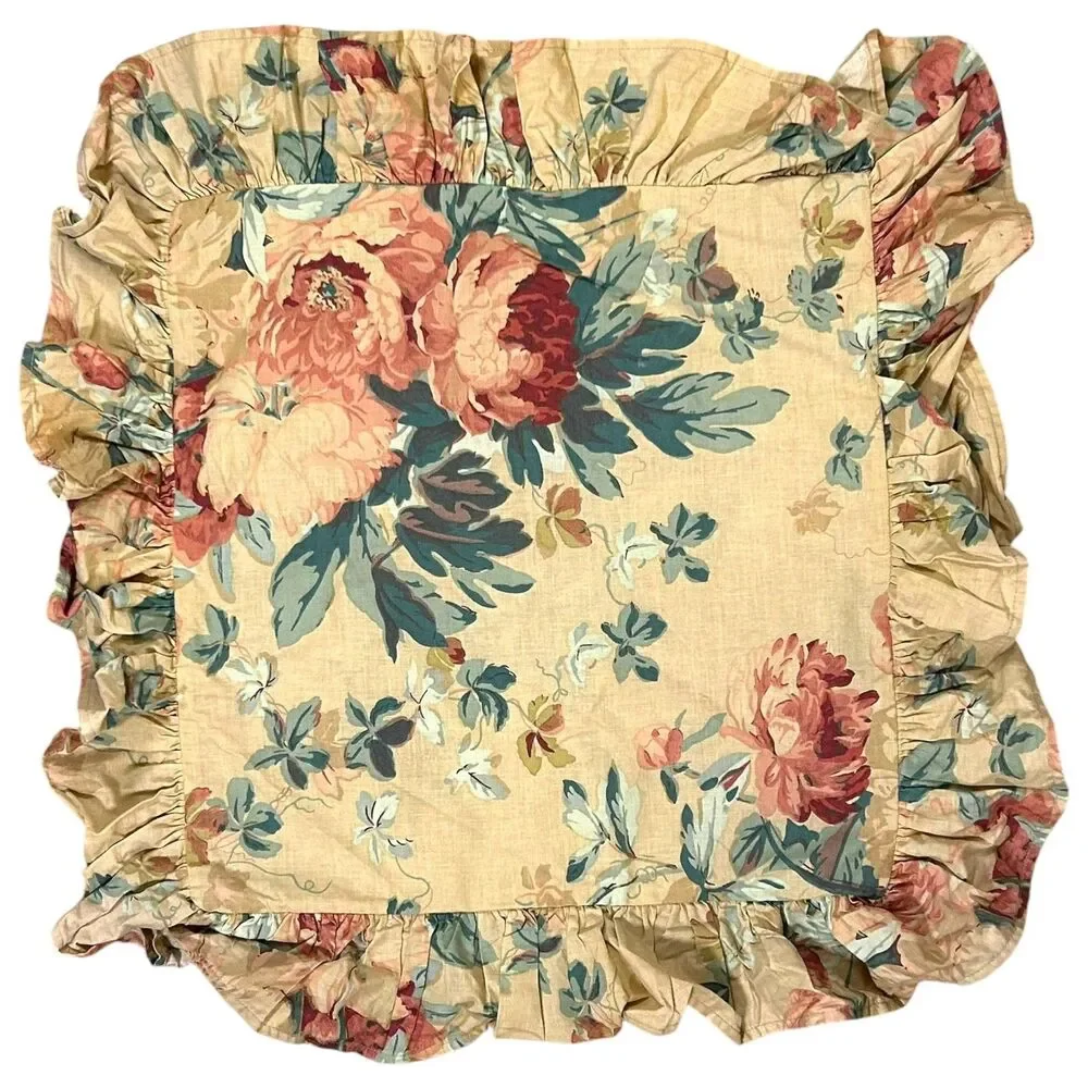 Ralph Lauren Pillow Sham Elsa Grasslands Cover Ruffled Floral Standard Square